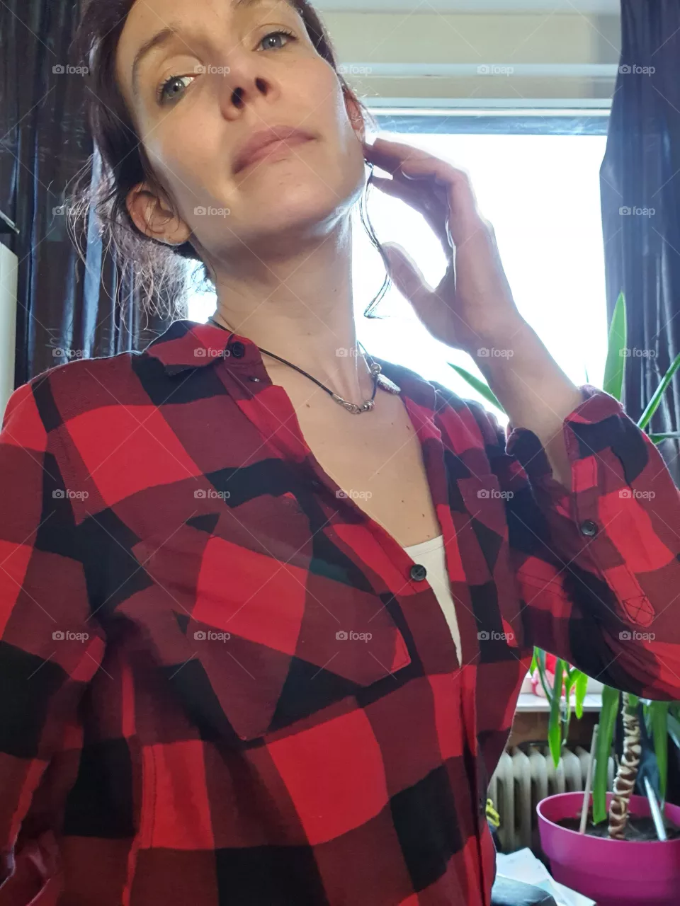 Woman looks straight into camera, the Netherlands