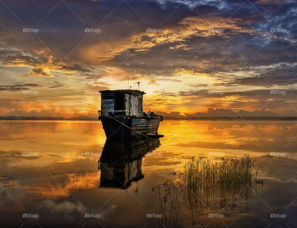 sunset sky at mahakam river