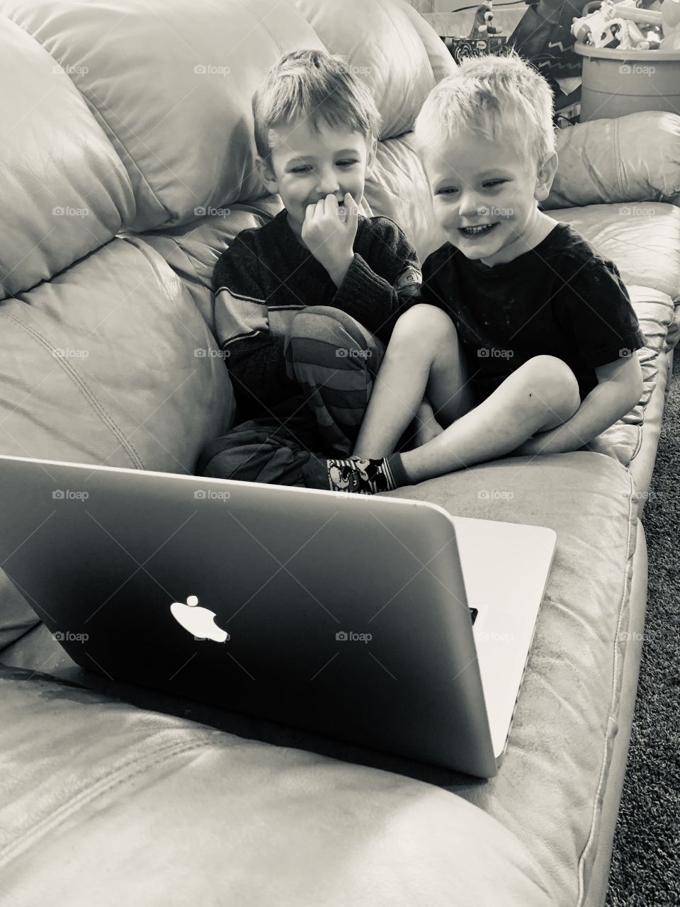 Boys enjoying YouTube