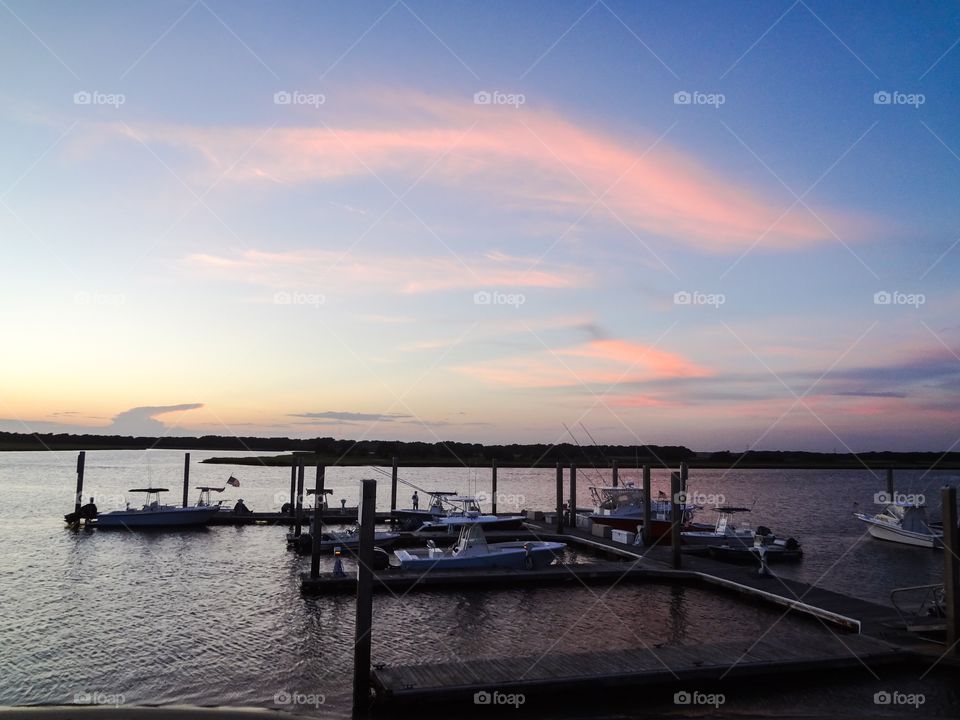 Blue Pink Sky and Dock