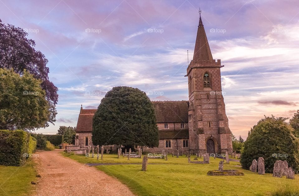Local church at dusk in the Hampshire village of Twyford. 
