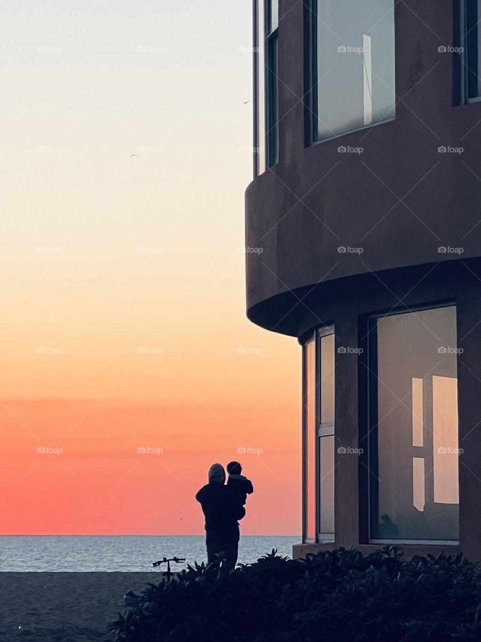 Father and son in the sunset