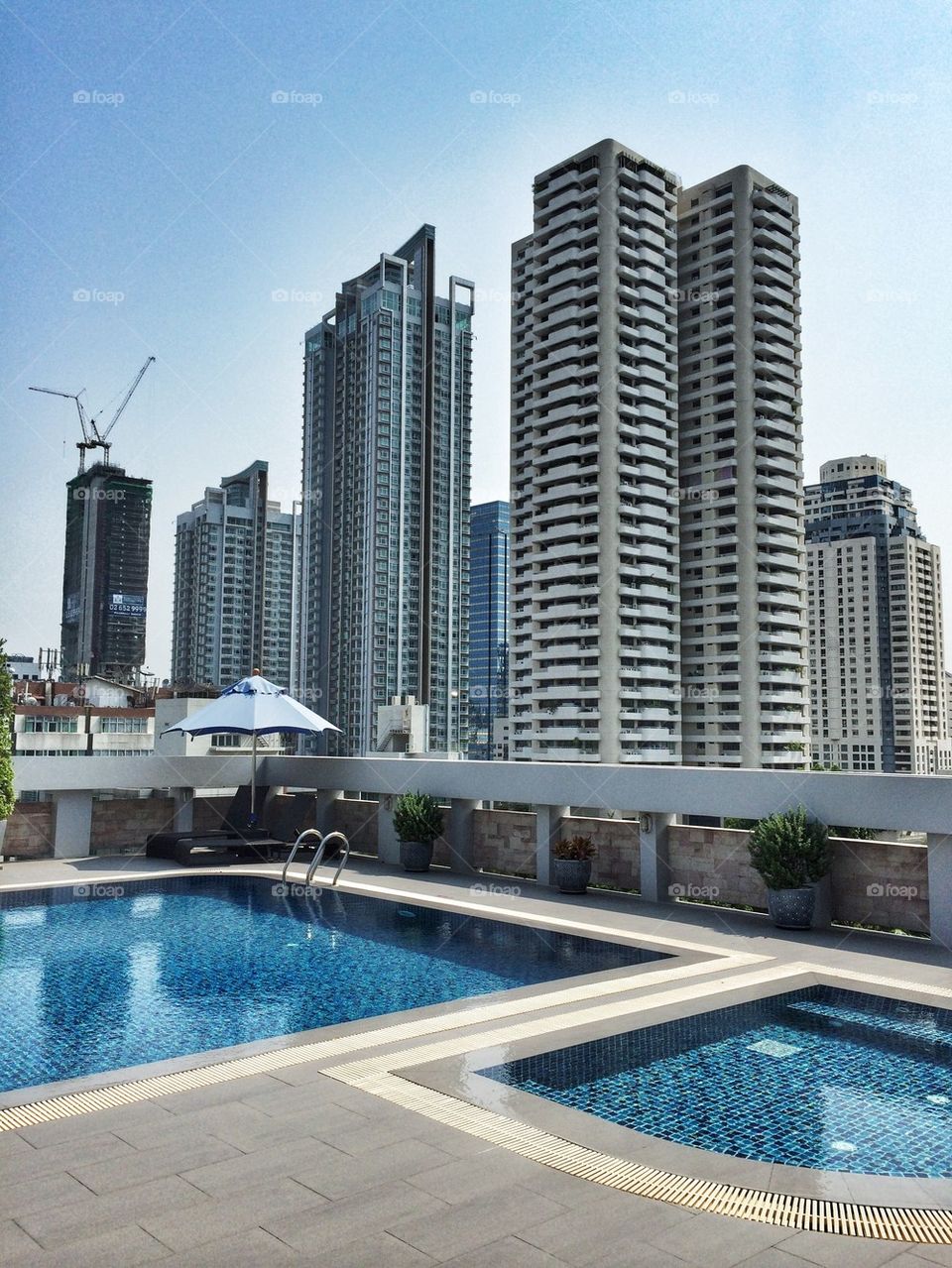 Bangkok city view from a pool deck