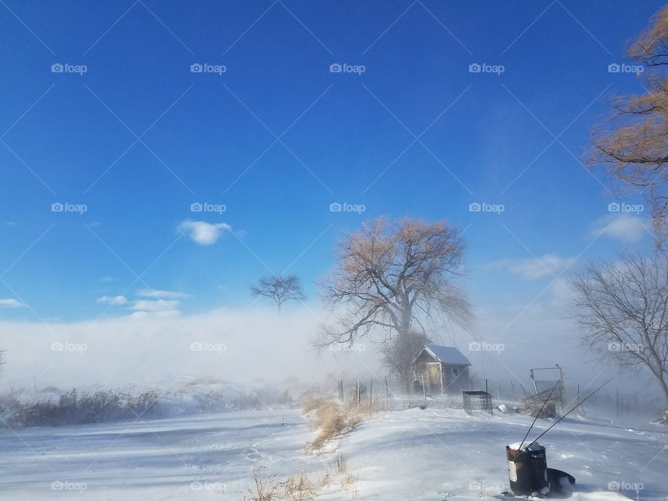 snow drift off the hill