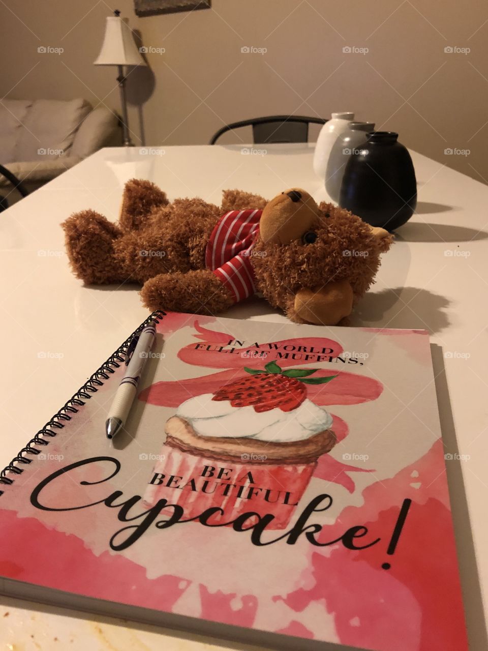 Notebook and a bear 