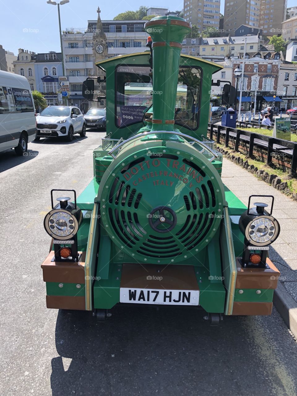 This super bright green land train provides enjoyment for thousands here in Torbay.