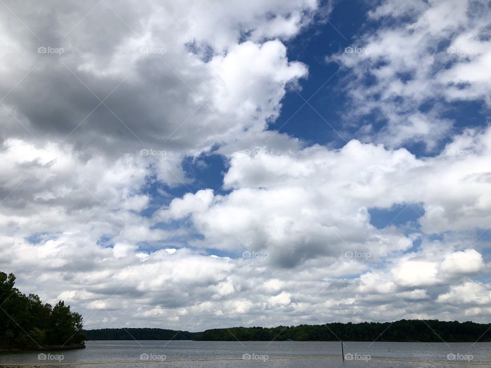 Beautiful clouds over a lake