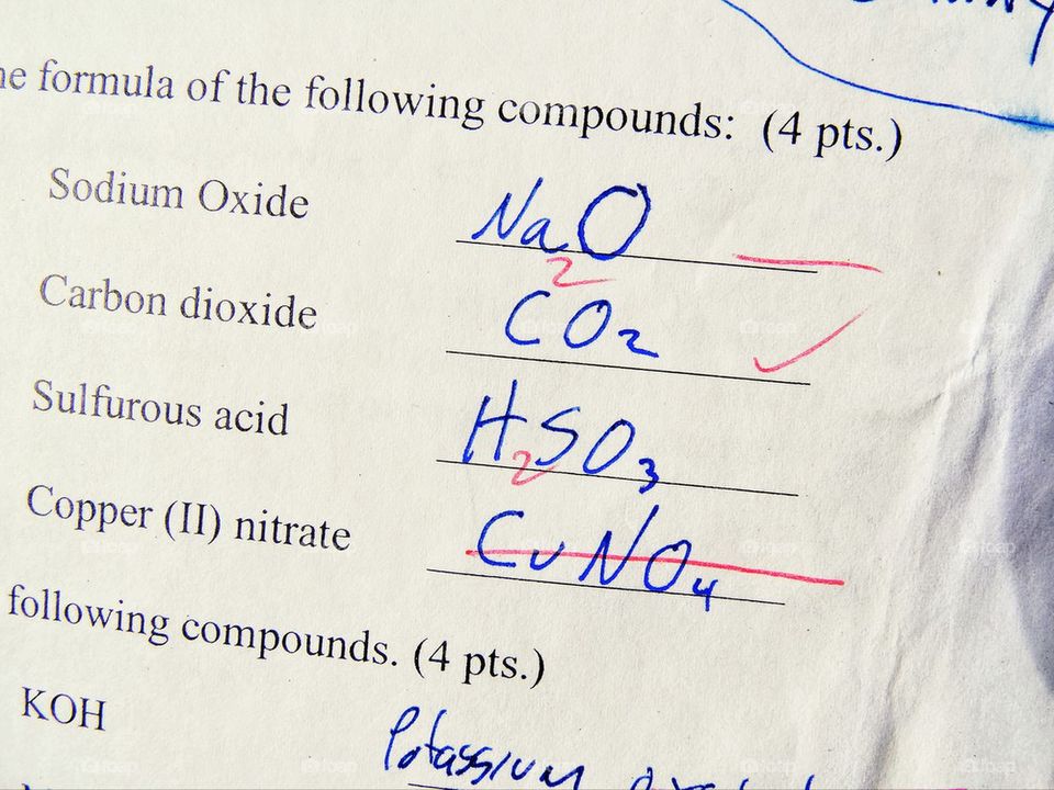 University chemistry science exam