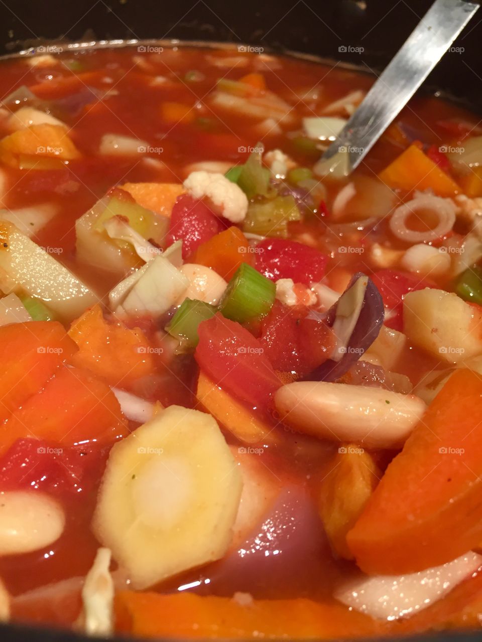 Homemade Vegetable Soup, Cooking Before Blending