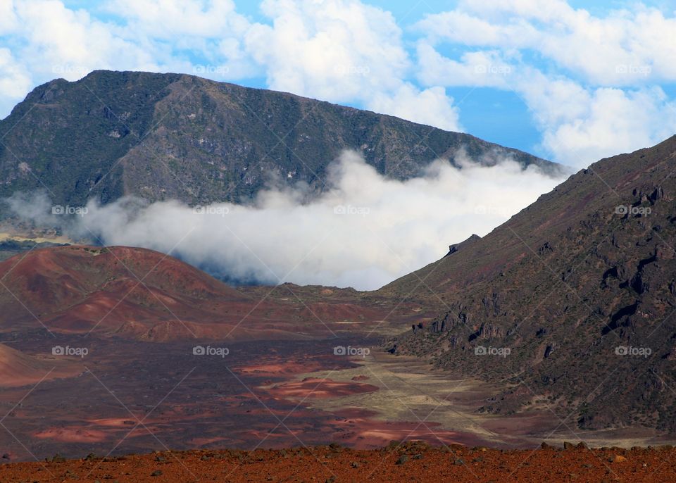 Clouds in crater