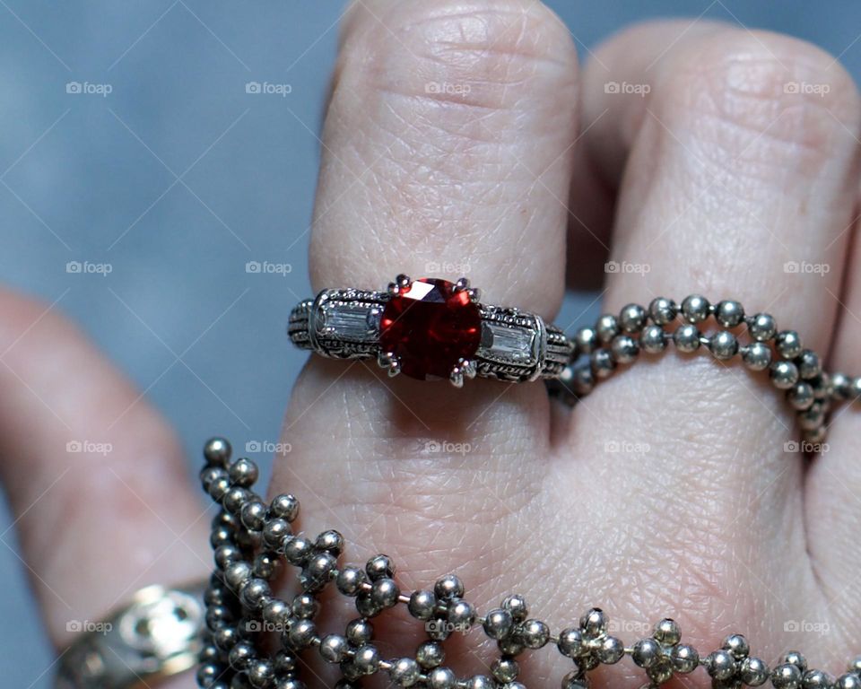 Ruby ring and chain 