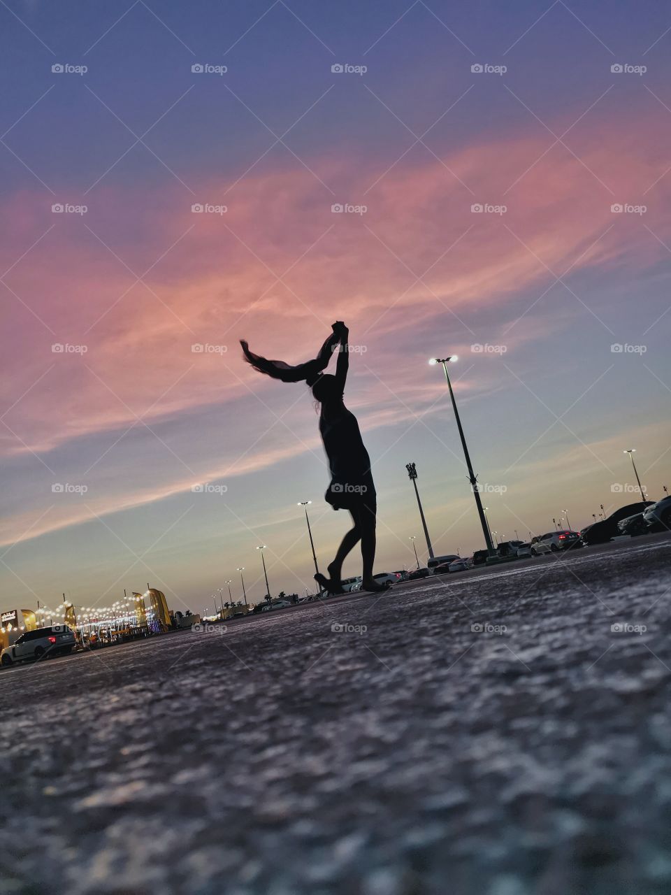 Pink Horizon as background for Silhouette Shot. Enjoyed Dancing for this shot.