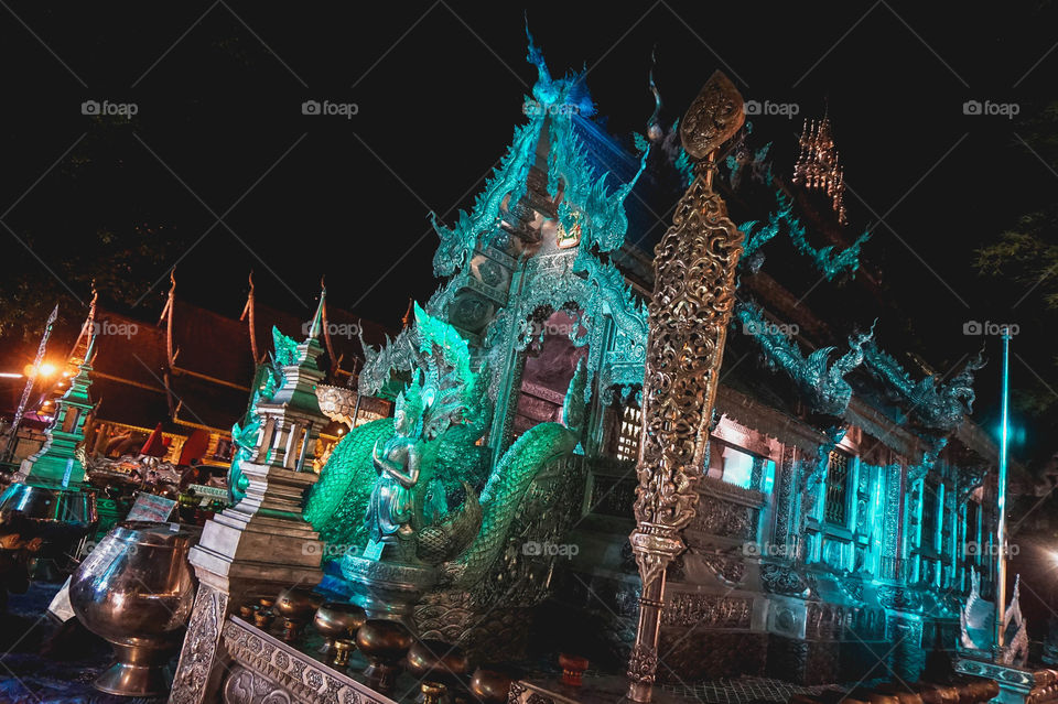 Wat Sri Suphan (The Silver Temple) at night