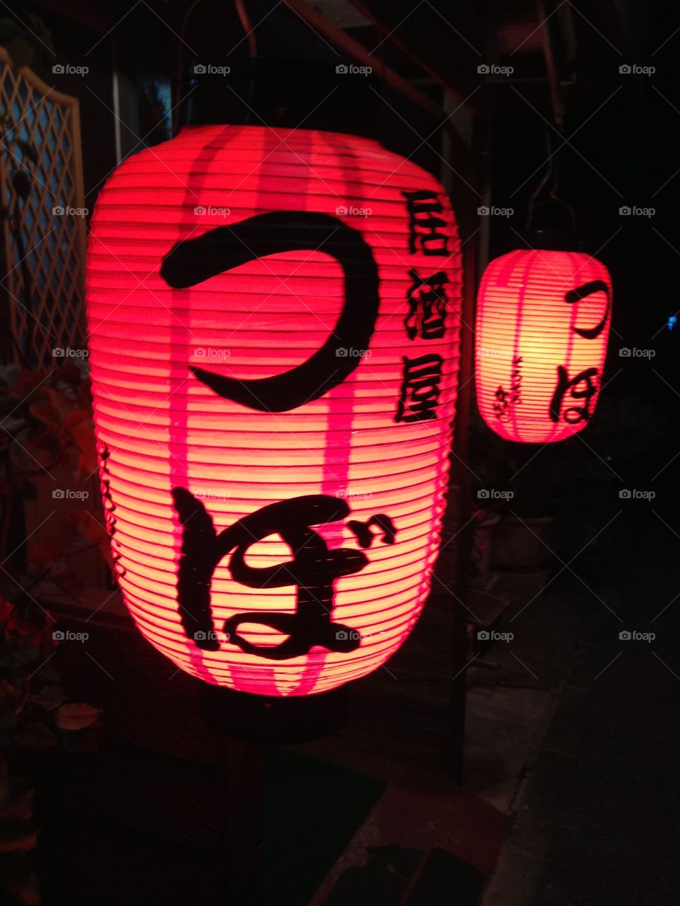 Japanese lanterns red light pub