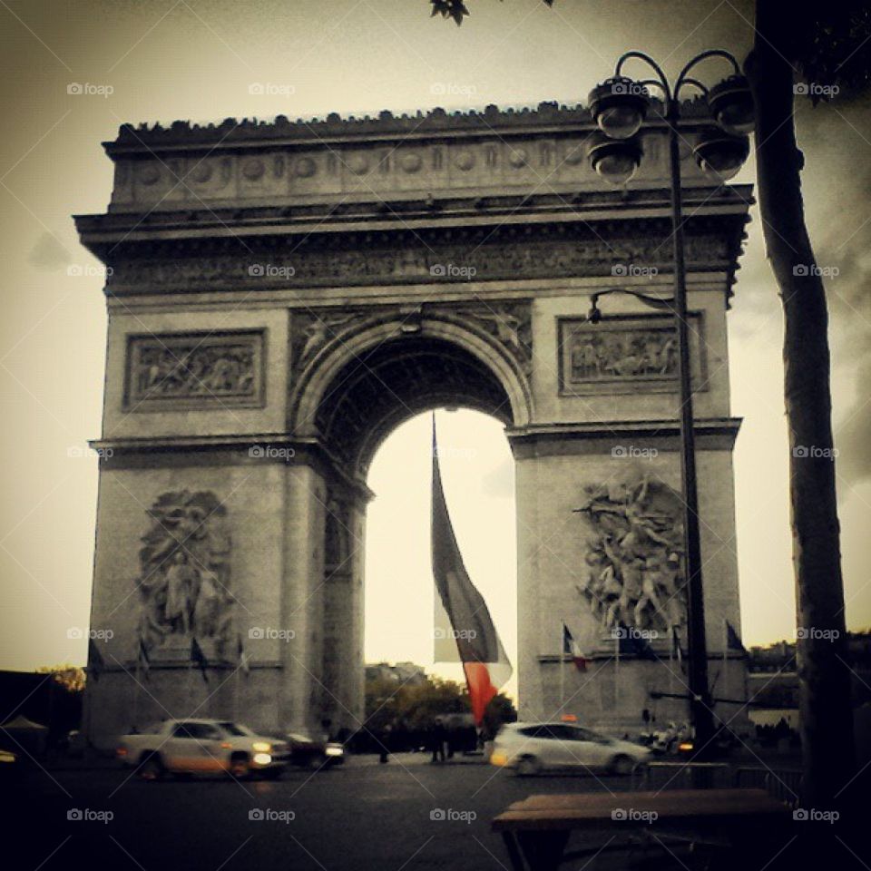 Arc de Triomphe. The Arc de Triomphe de l'Étoile at Place Charles de Gaulle, Paris, France