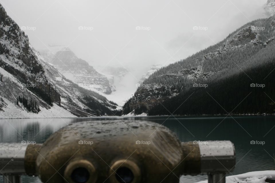 The view of the lake was amazing but was a cool day @ Lake Louise. 