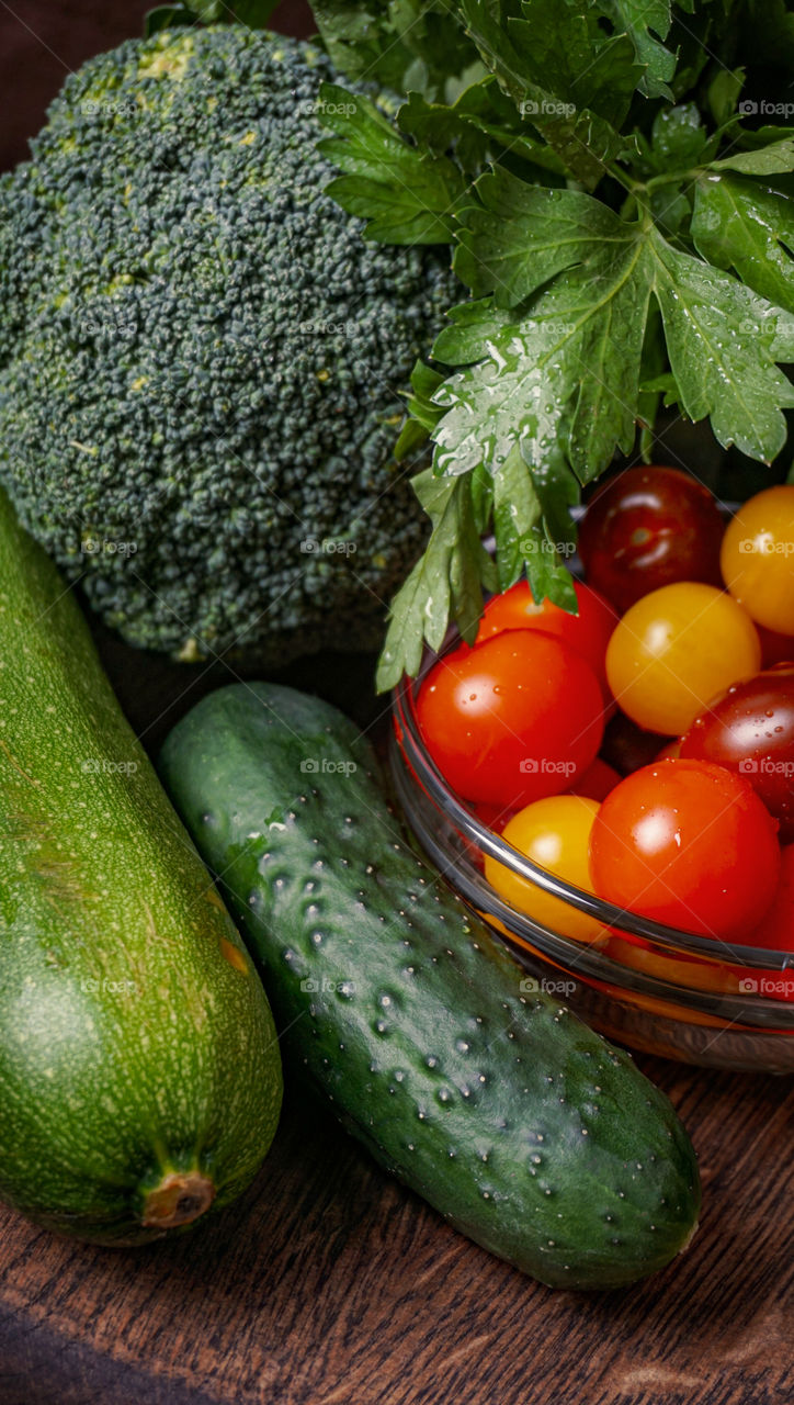 Vegetables on a dark background