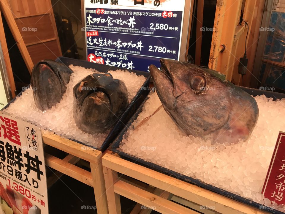 Japan seafood restaurant and selling fish heads 