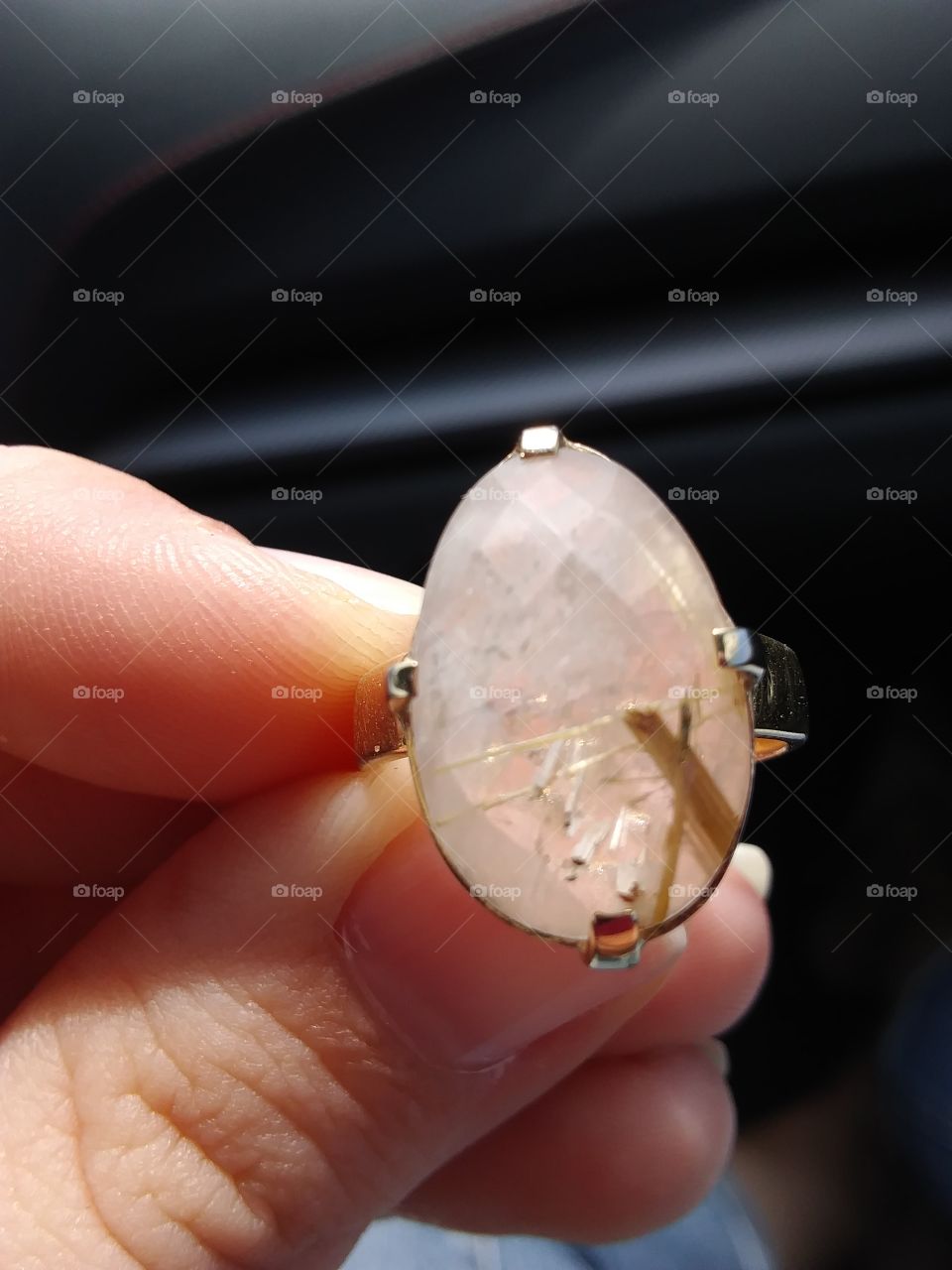 Faceted and Polished Rutilated Quartz ring! Large inclusions of golden rutile! I found this treasure hidden away in an antique store.I think it is happy to shine in the light once again.