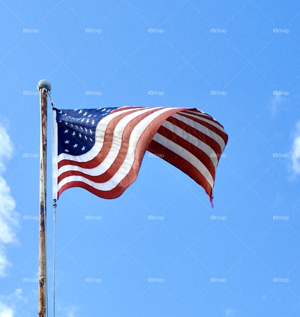 American flag waving in the breeze