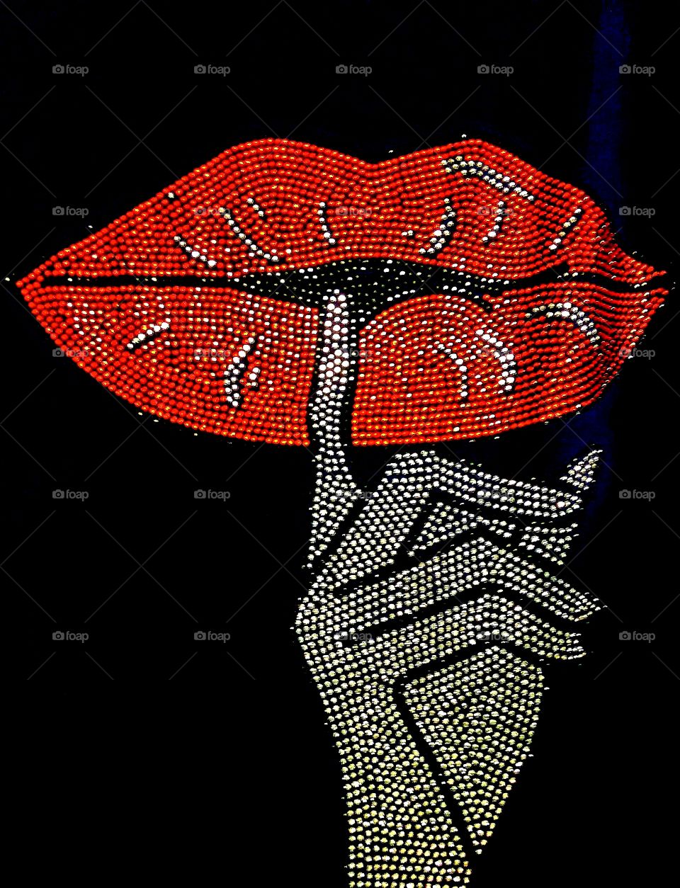 red lips on fabric