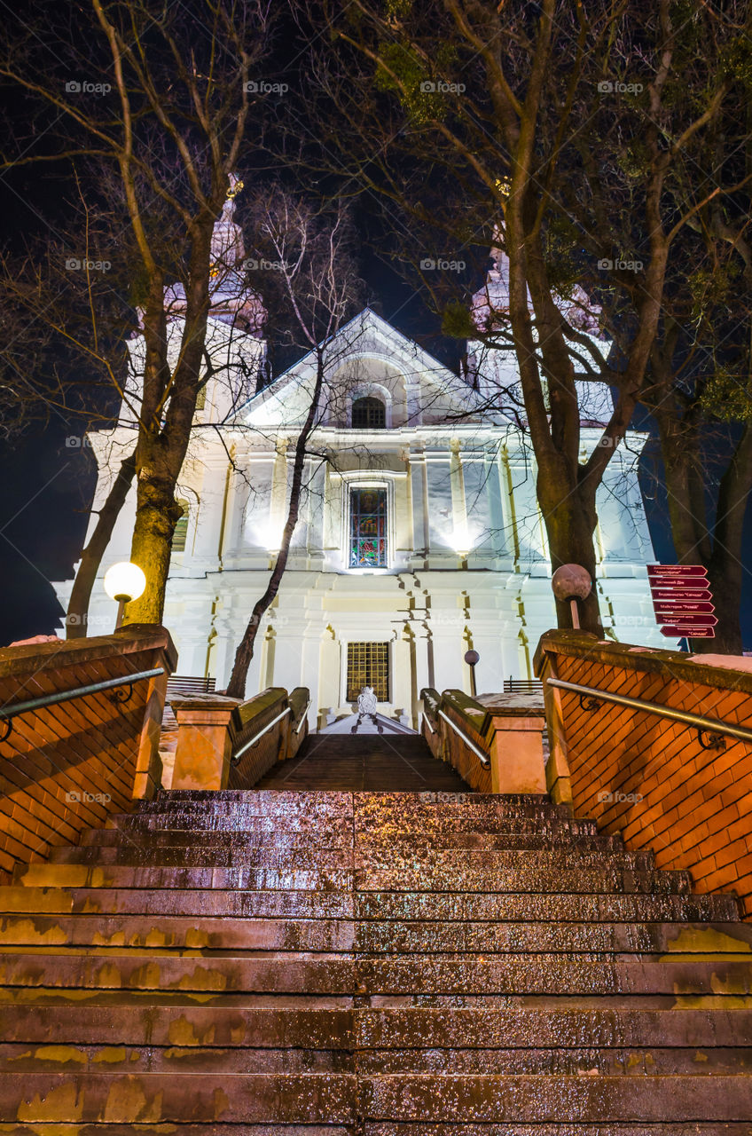 Lviv cityscape during the sunset