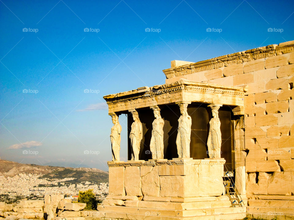 Ancient Greek ruins the temple of Athena at the acropolis