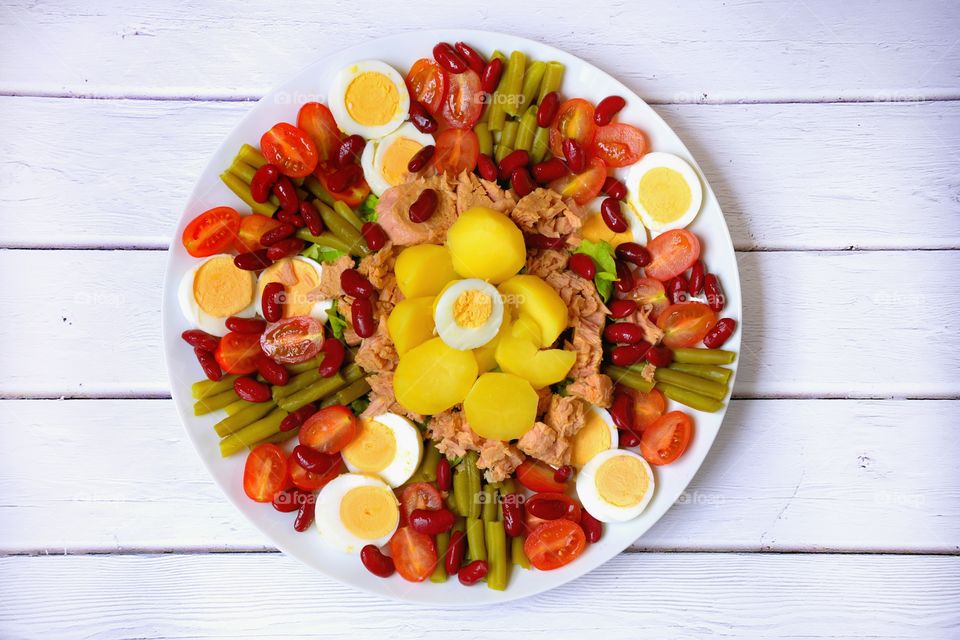 High angle view of food in plate