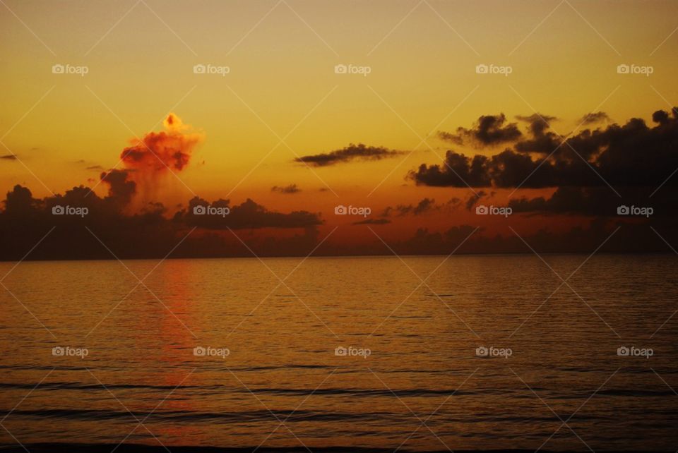 Scenic view of sea at sunset