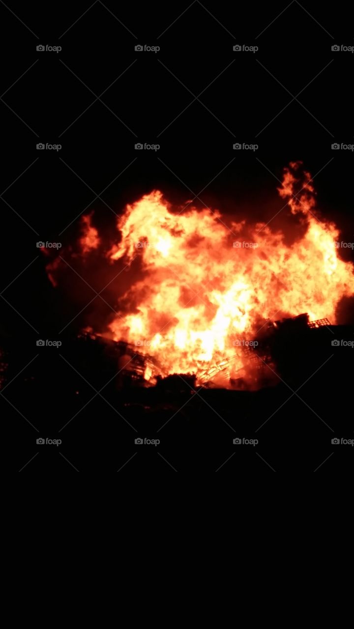 Guy Fawkes day bonfire, igniting the boring and creating heat in England 