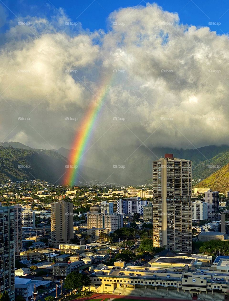 Rainbow in the Manoa Valley on the island of Oahu, Hawaii