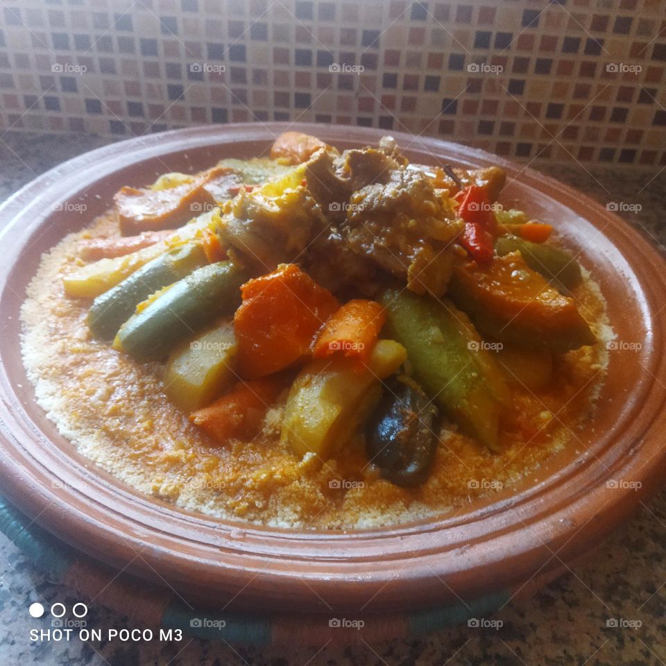 Delicious moroccan food:  the COUSCOUS.