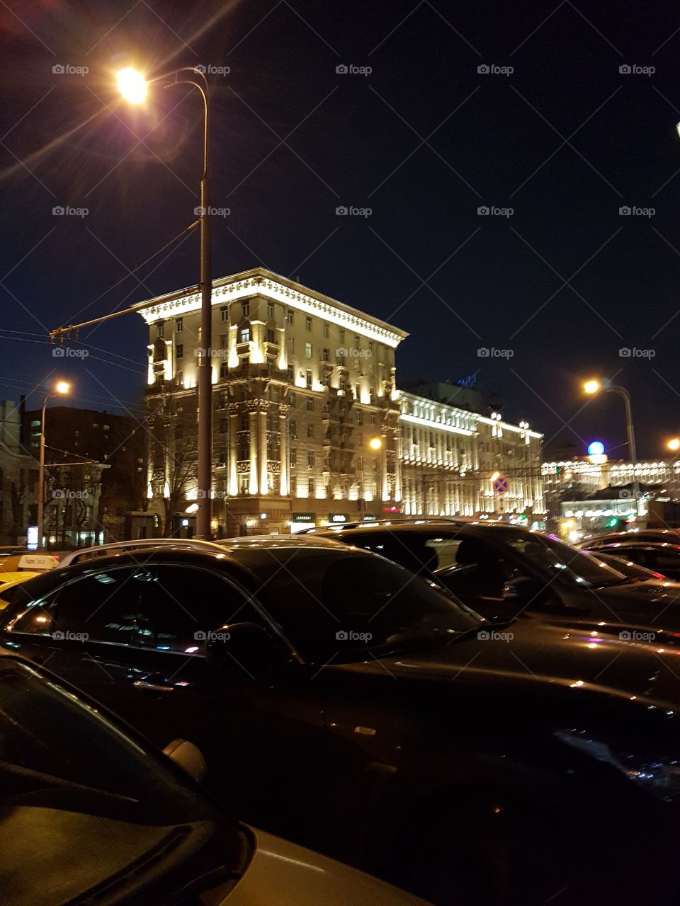 Night Moscow, city, street, lights