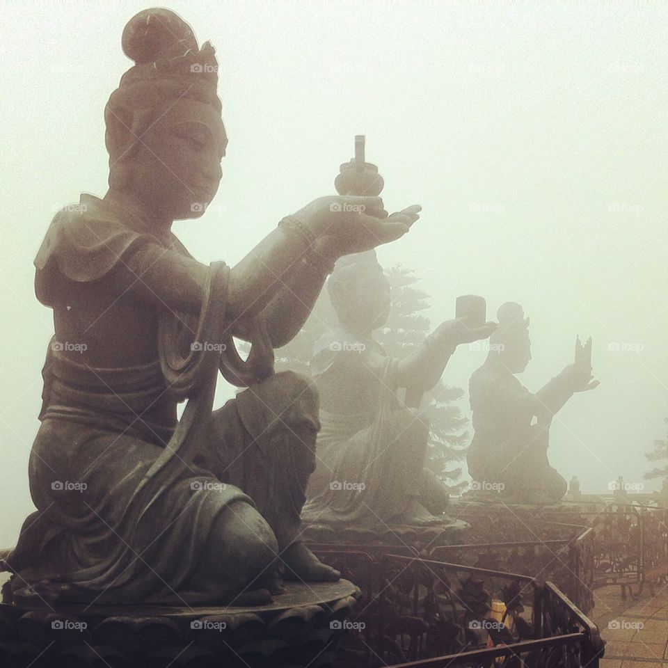 Guardians at Hong Kong’s Big Buddha. 