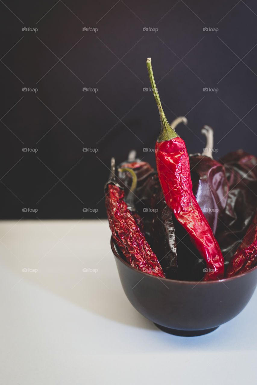 dried peppers for recipe. Minimal photography