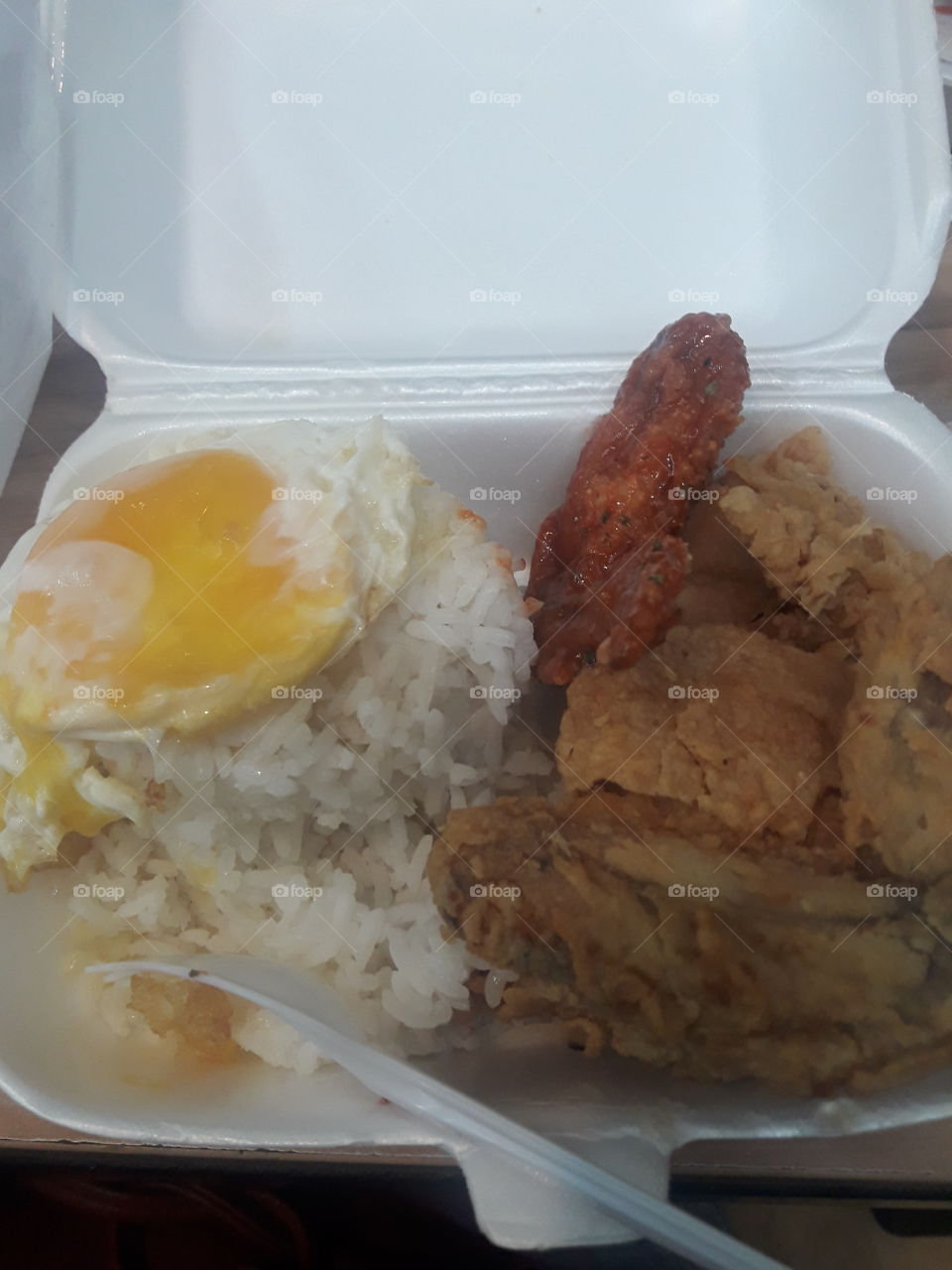 Filipino Dish - rice, fried wings and fried egg. This is awesome and delicious!!!