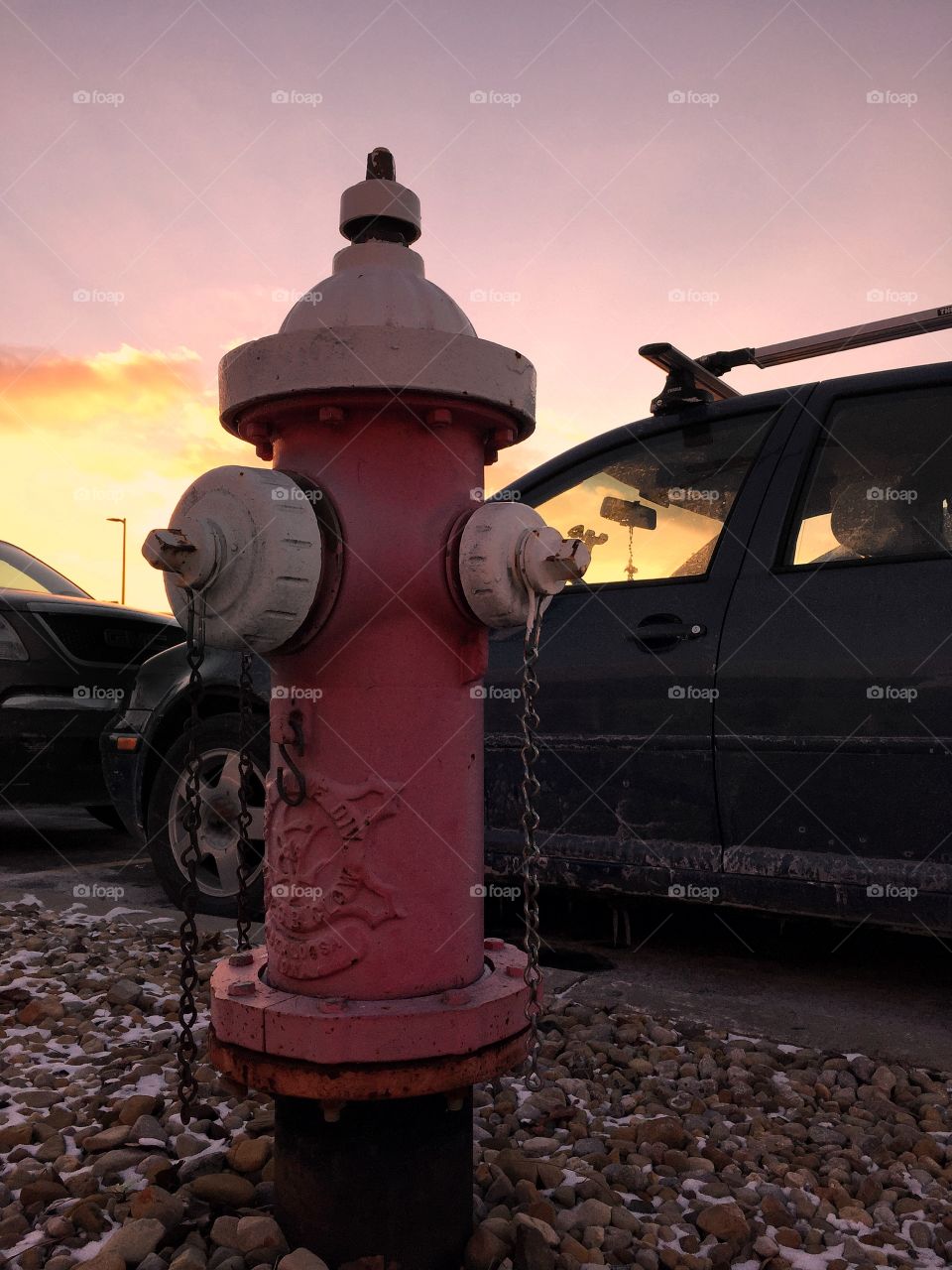 Fire hydrant at sunset