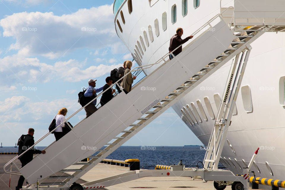 Entering cruiseship. 