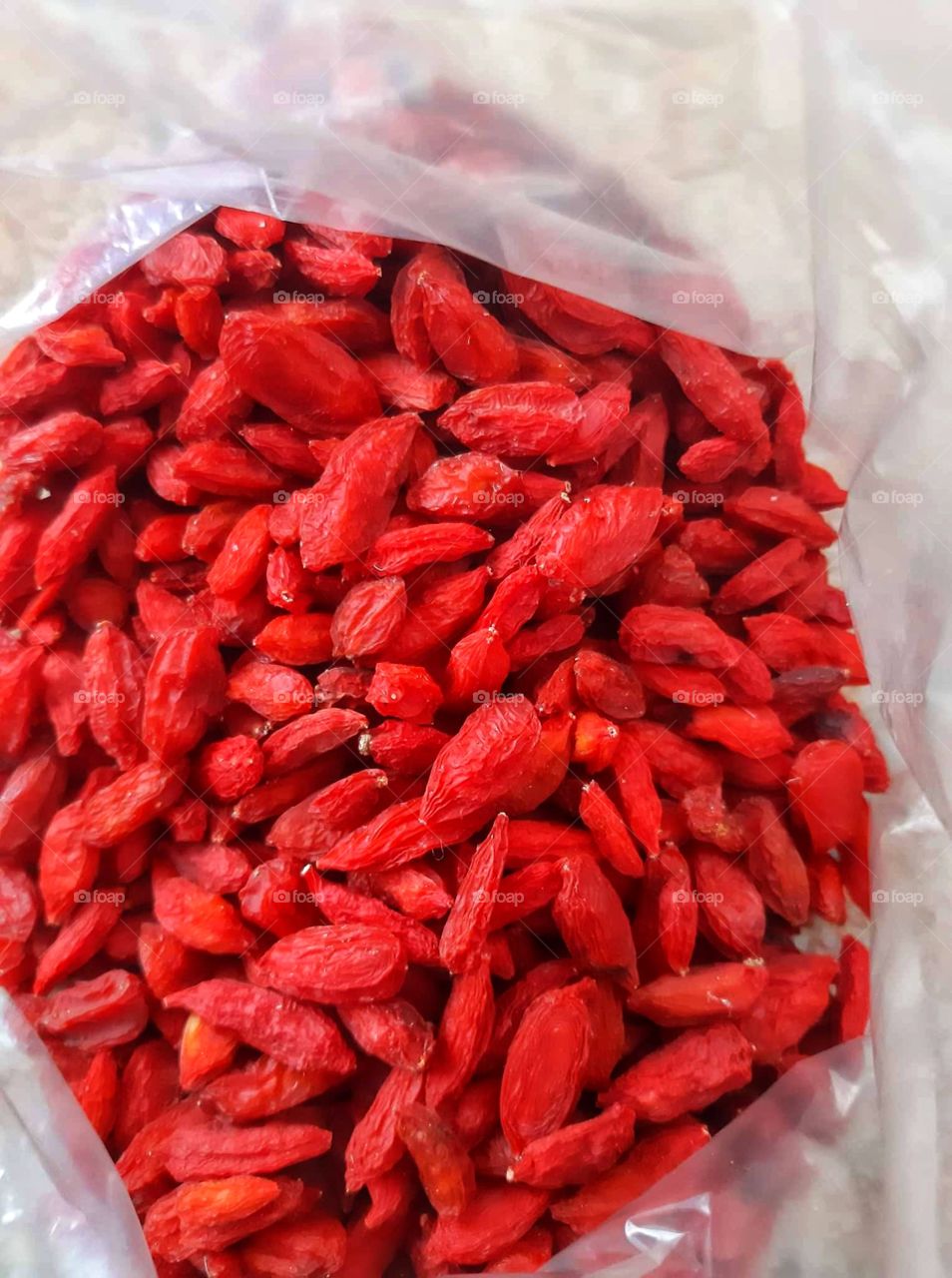 The intense red colour of goji