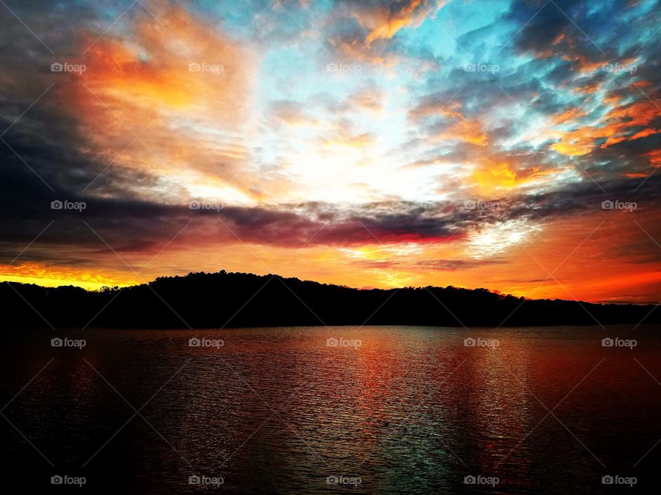 Beautiful sunset on a lake