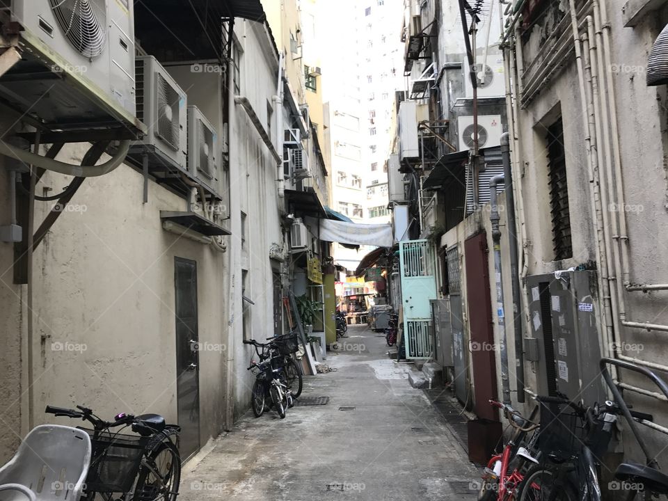 Hong Kong street view. A back alley 