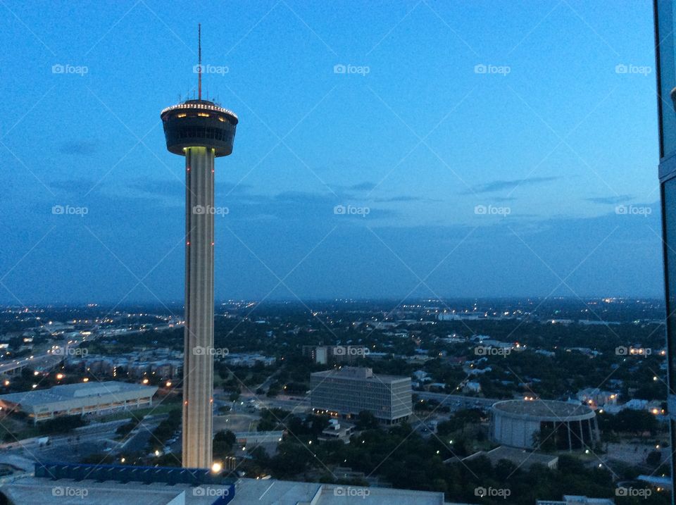 Tower of the Americas. View from condo in Downtown San Antonio, Texas