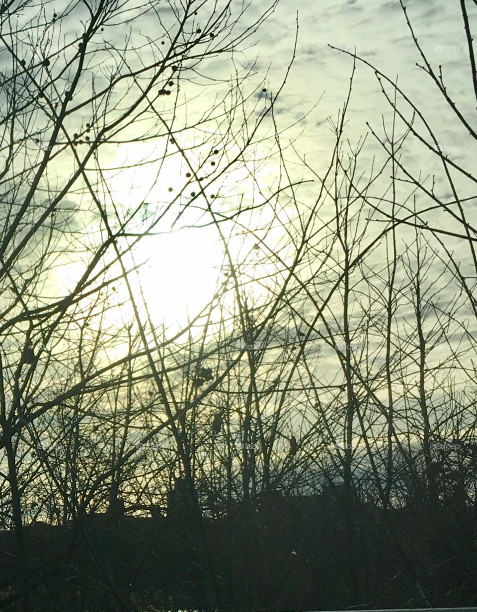 Cloudy sky in nyc winter 