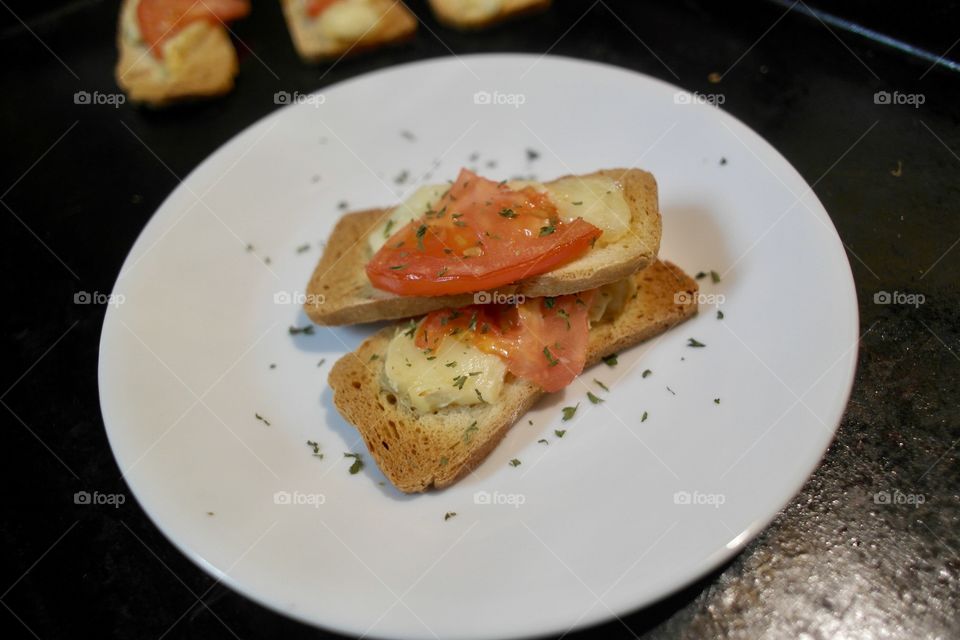 Tomato and cheese on toast 