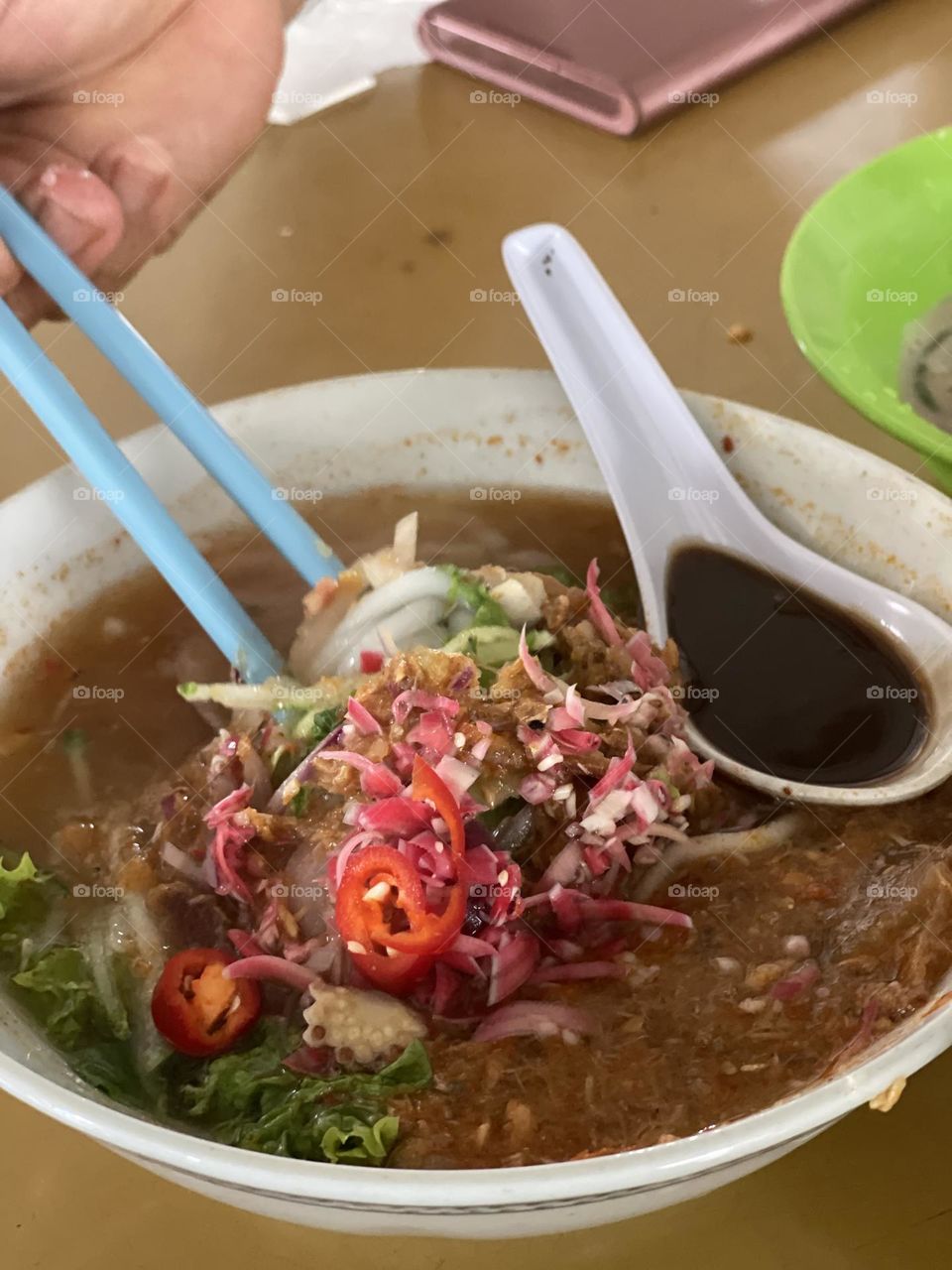 Chinese hot and sour noodle called Asam Laksa in Penang
