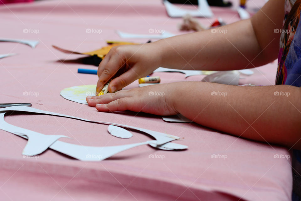 Children draw on the table