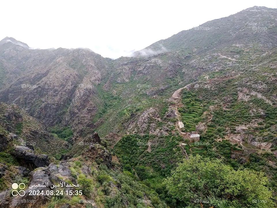 Glory be to God, the magnificent and picturesque view and the natural green trees are a view that is nothing more wonderful than it