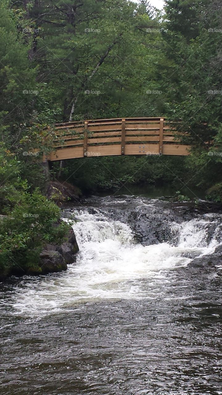 Falls in the summer. Waterfall in Wisconsin