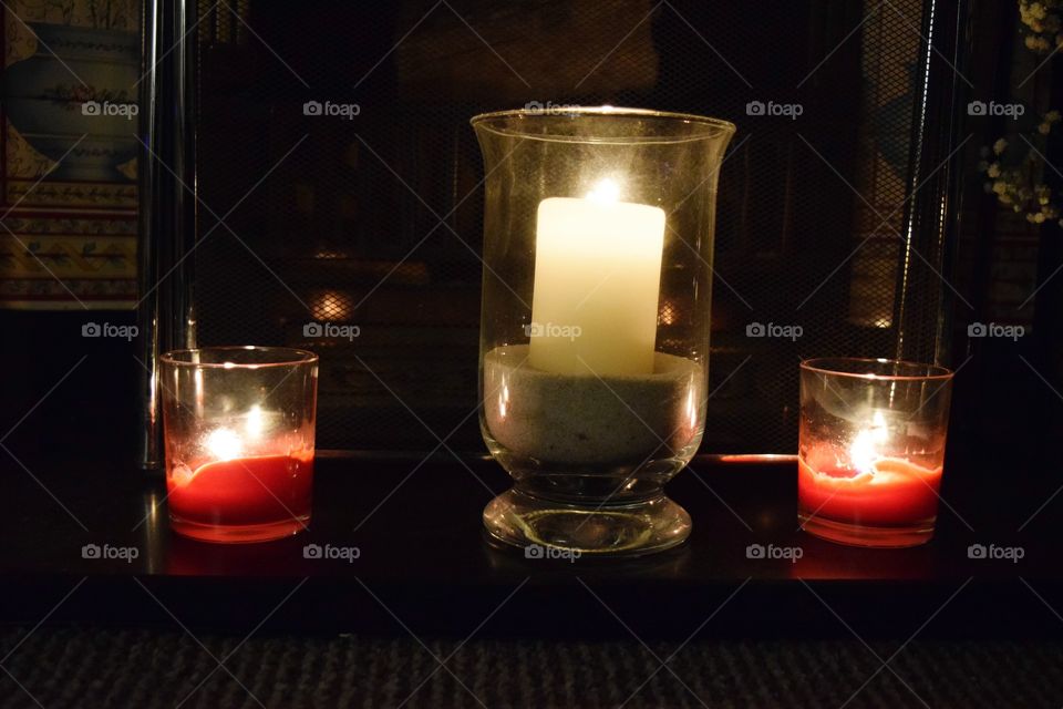 Candles in the fireplace