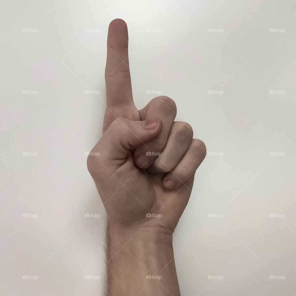 man hand white background